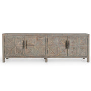 Spanish Farmhouse Reclaimed Wood 4 Door Sideboard 103" in Antique Blue