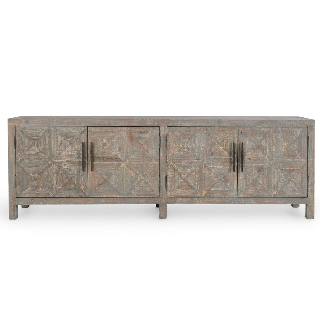 Spanish Farmhouse Reclaimed Wood 4 Door Sideboard 103" in Antique Blue