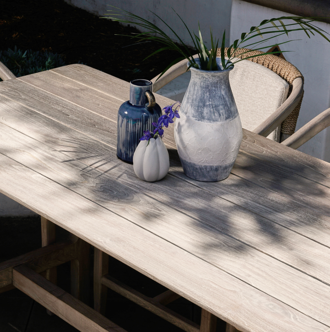 Dawn Teak Wood Outdoor Counter Table in Gray 67"