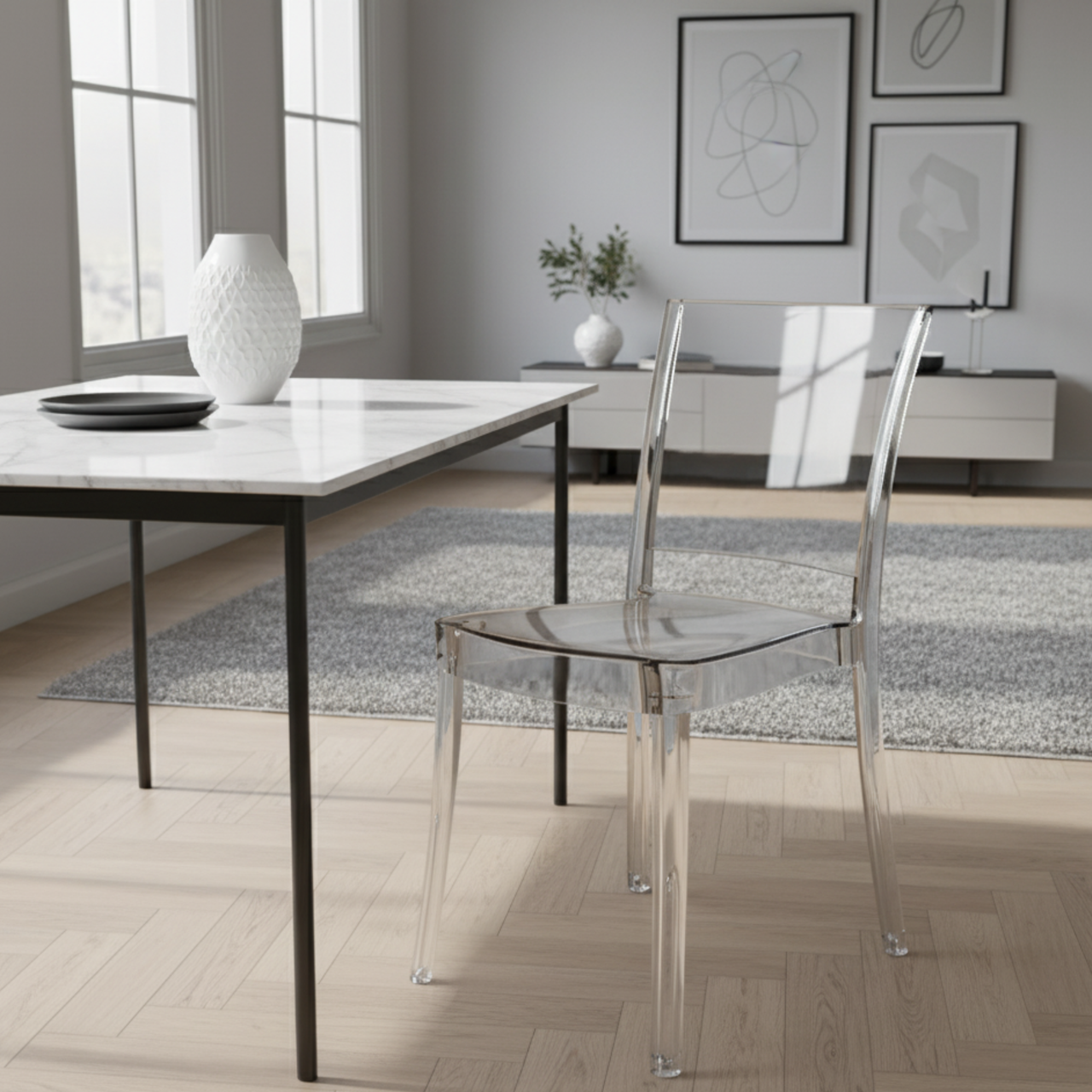 Cristalia Transparent Stacking Dining Side Chair
