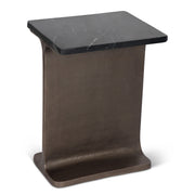 Marbelle - I-Beam Marble Side Table - Fantasy Black/Bronze Finish