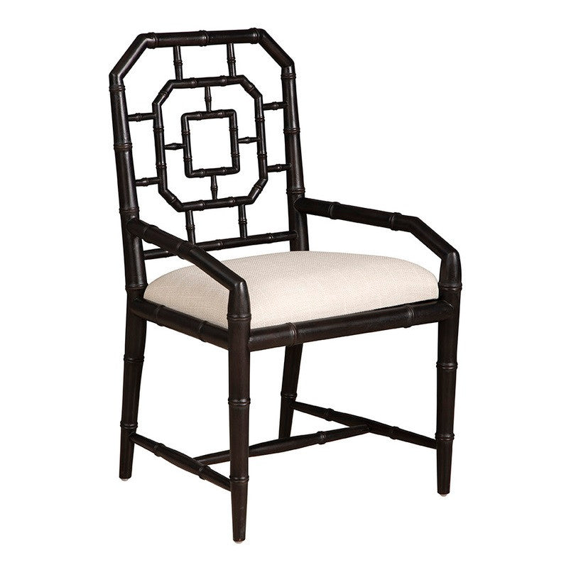 Chippendale Geometric Back Black Arm Chair
