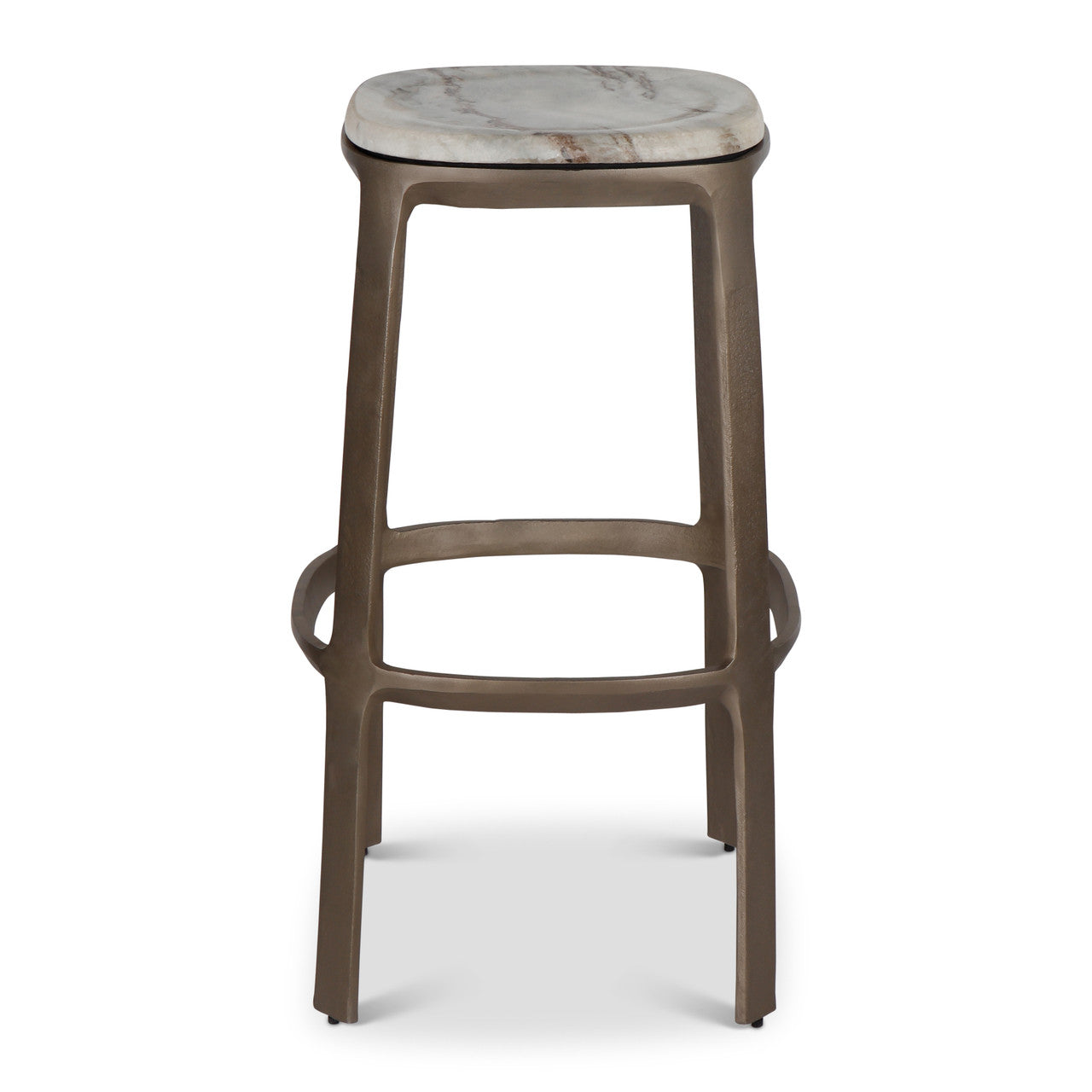 Marbelle - Alfie Marble Bar Stool - Toronto Sand/Antique Nickel Finish