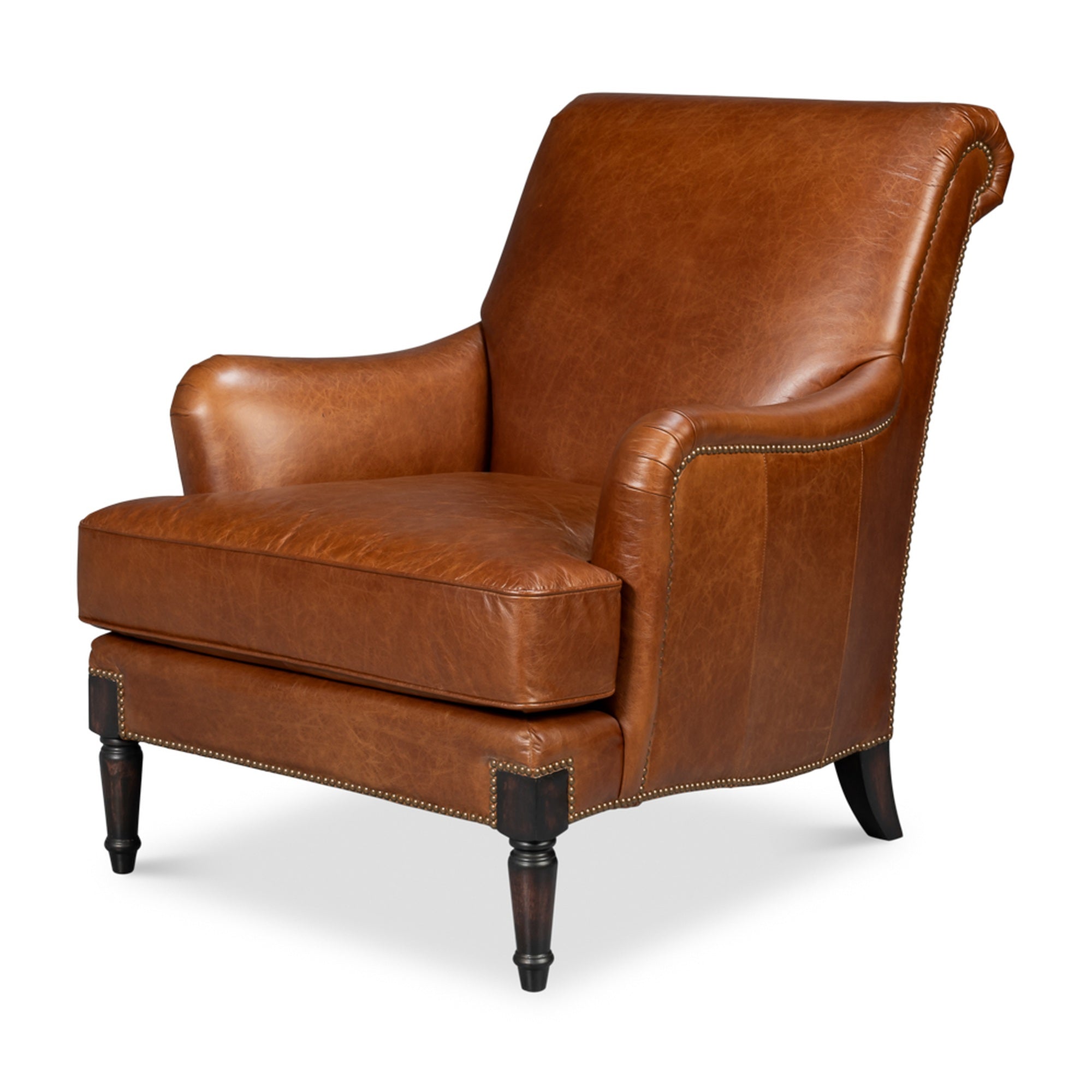 Gaston Distilled Leather Chair, Brown by Sarreid Ltd