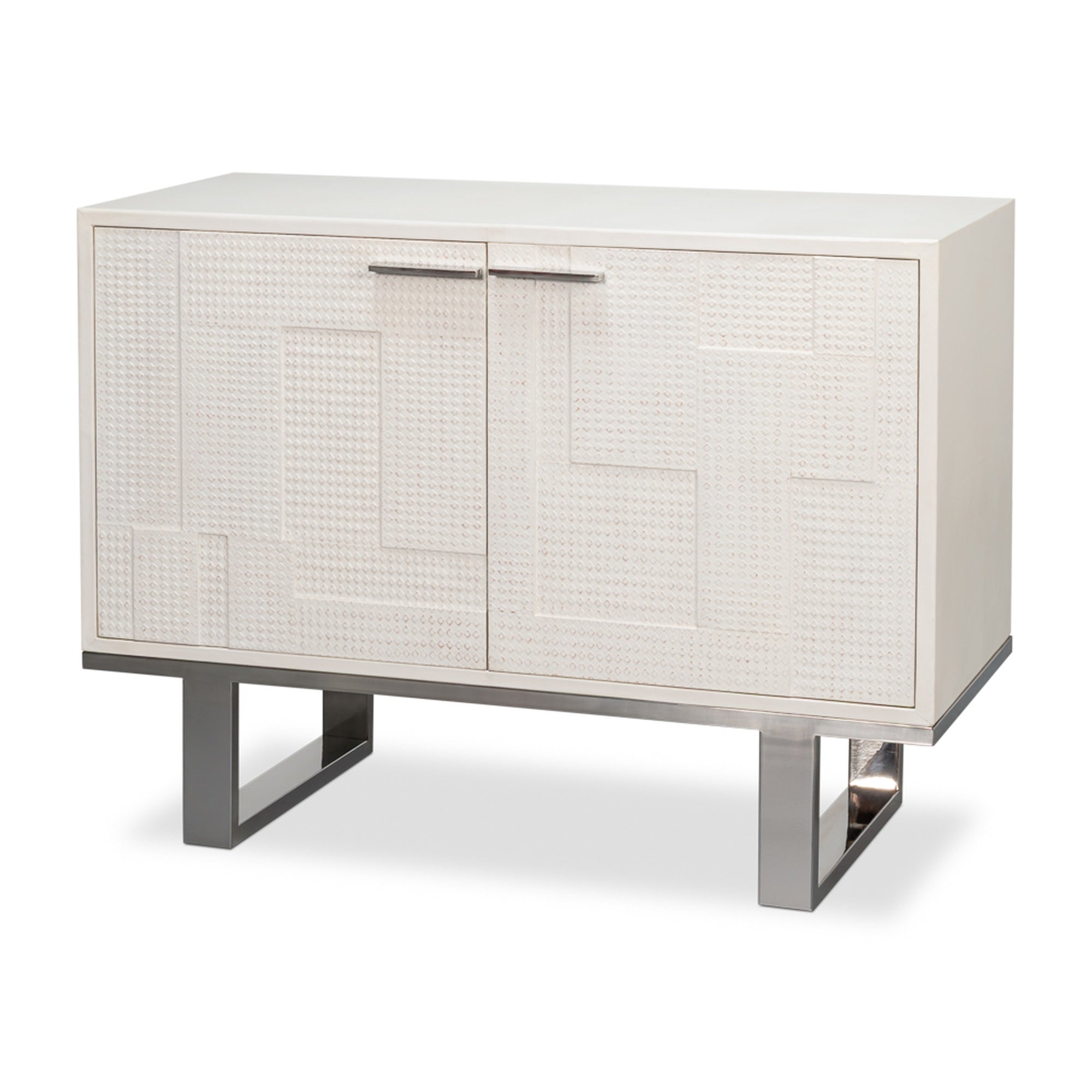 Bronzini Credenza, Small,Embossed White by Sarreid Ltd