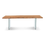 Brooks Dining Table Glass Base 40" x 92" Teak Top - Clear Glass Base by Urbia - product view