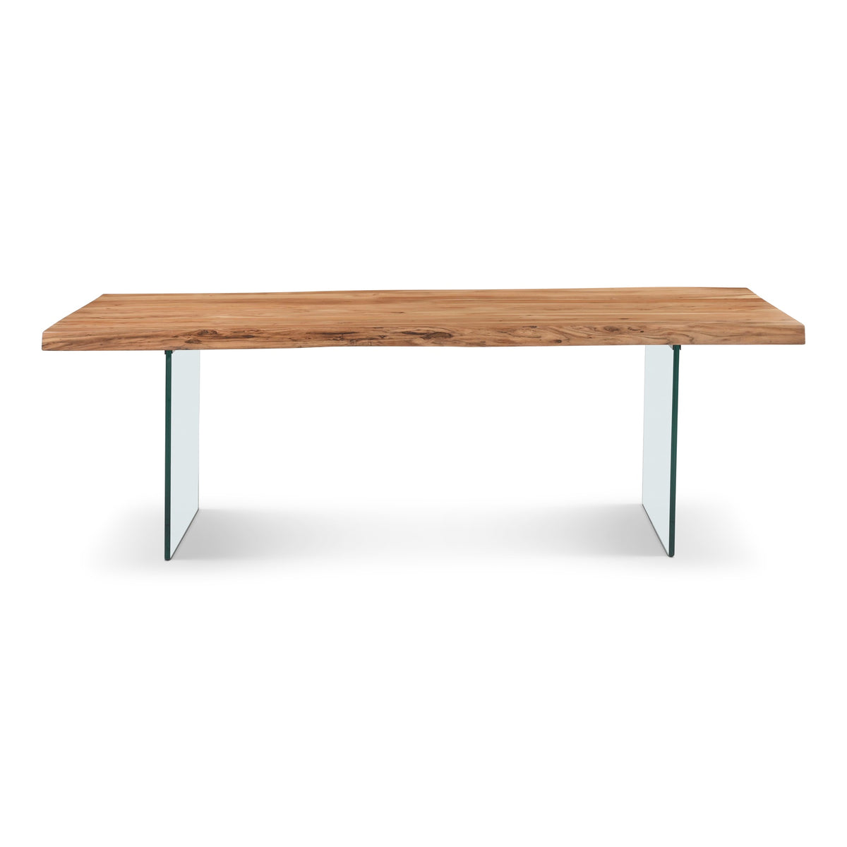 Brooks Dining Table Glass Base 40" x 92" Teak Top - Clear Glass Base by Urbia - product view