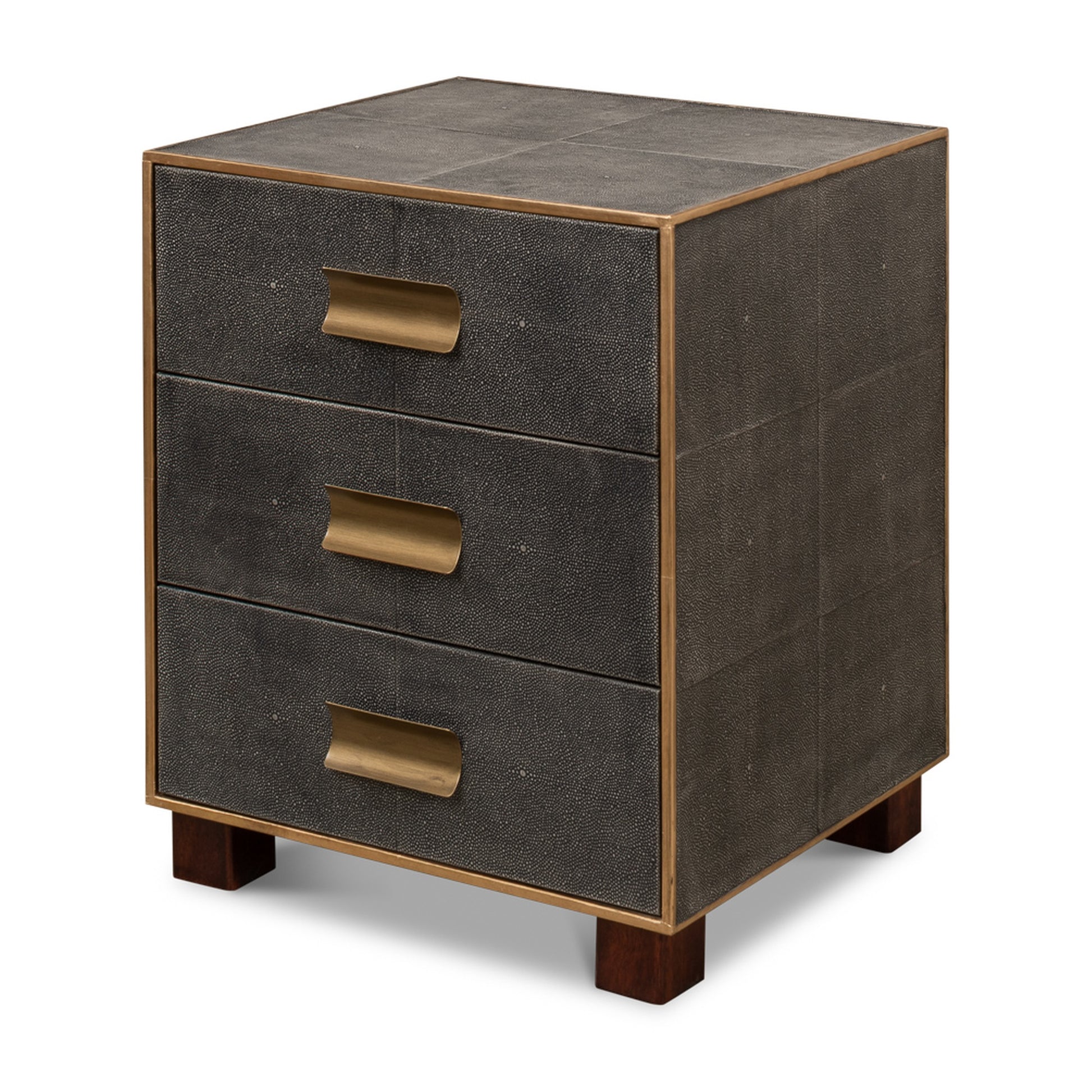 Gideon Shagreen 3 Drawer Side Table, Gry by Sarreid Ltd