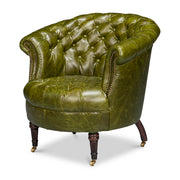 Bastian Armchair, Britain Green Leather by Sarreid Ltd