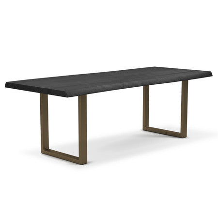 Brooks Dining Table U Base 40" x 116" Ebonized Top - Brass Base