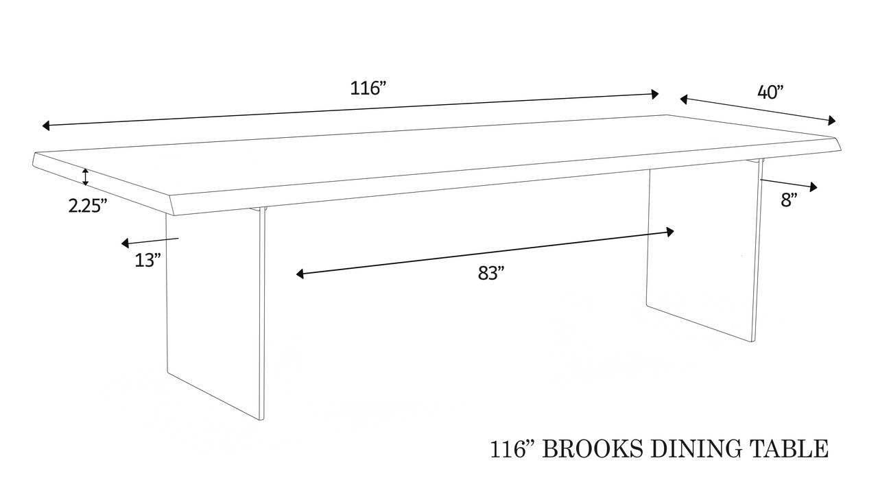 Brooks - Dining Table - Glass Base - 40" x 116" - Ebonized Top - Clear Glass Base