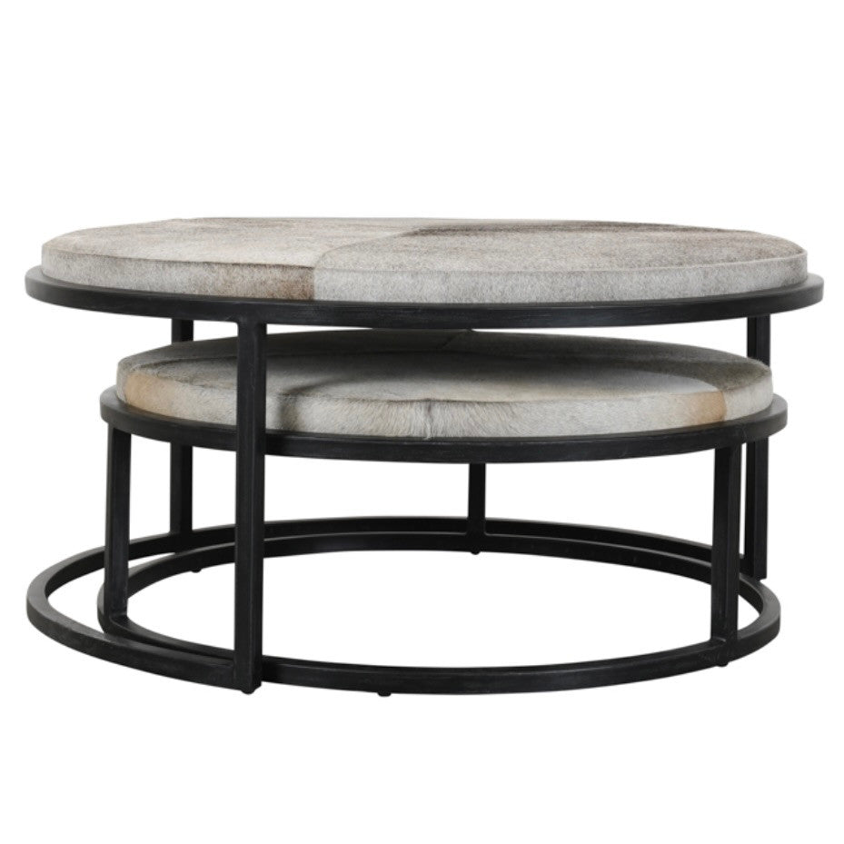 Hayward Sparrow Grey Hide Set of 2 Nesting Coffee Tables