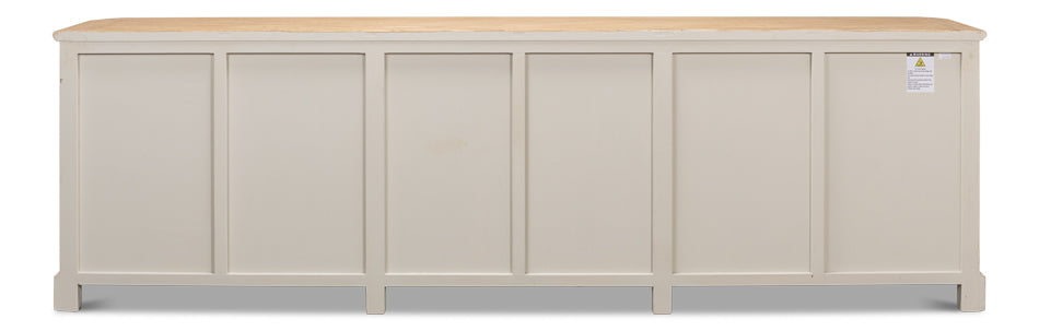 Antique Whitewash Sideboard, 6 Door by Sarreid Ltd - view 8