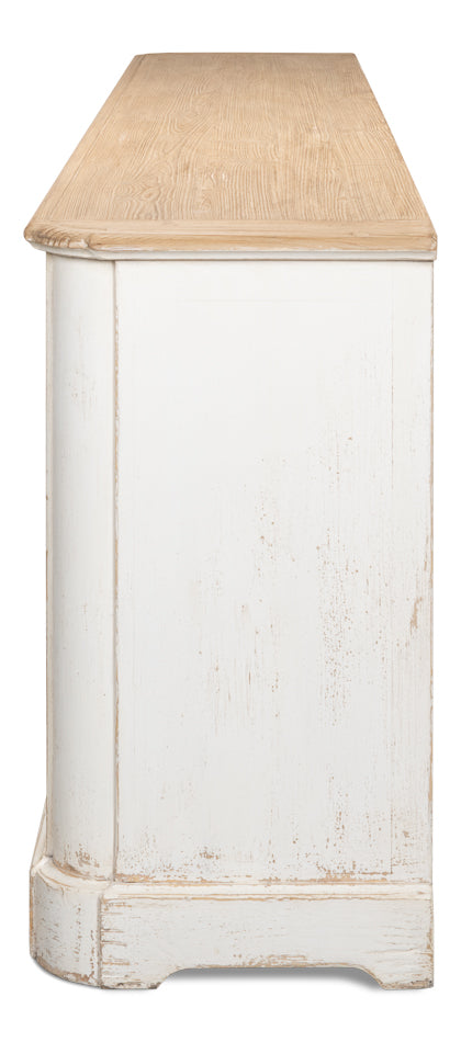 Antique Whitewash Sideboard, 6 Door by Sarreid Ltd - view 9