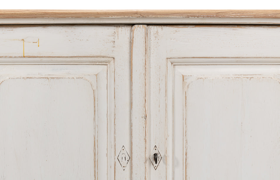 Antique Whitewash Sideboard, 6 Door by Sarreid Ltd - view 11