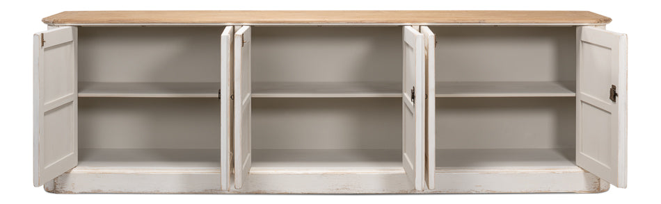 Antique Whitewash Sideboard, 6 Door by Sarreid Ltd - view 3