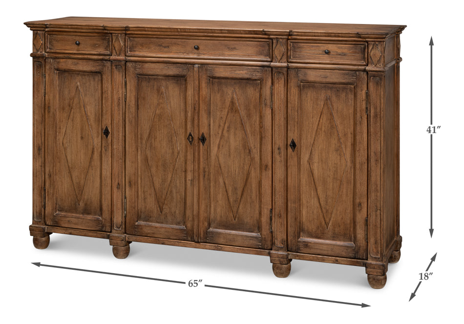 Diamond Wall Sideboard, Brown by Sarreid Ltd - view 7