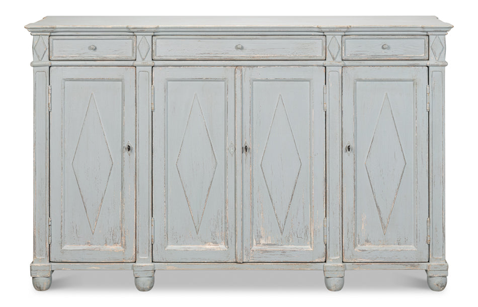 Diamond Wall Sideboard, Blue/Grey by Sarreid Ltd - view 2
