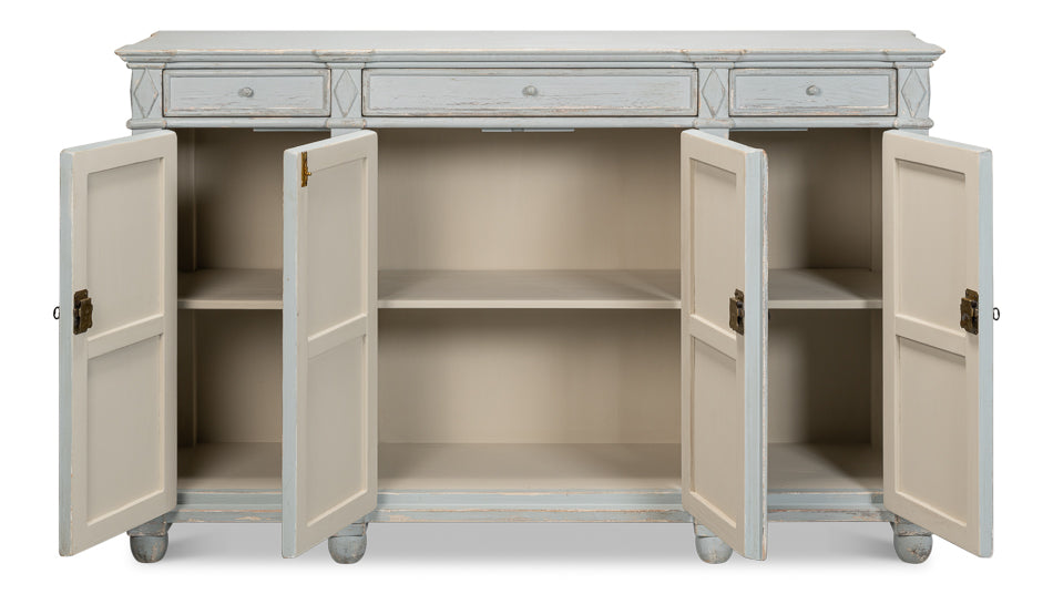 Diamond Wall Sideboard, Blue/Grey by Sarreid Ltd - view 3