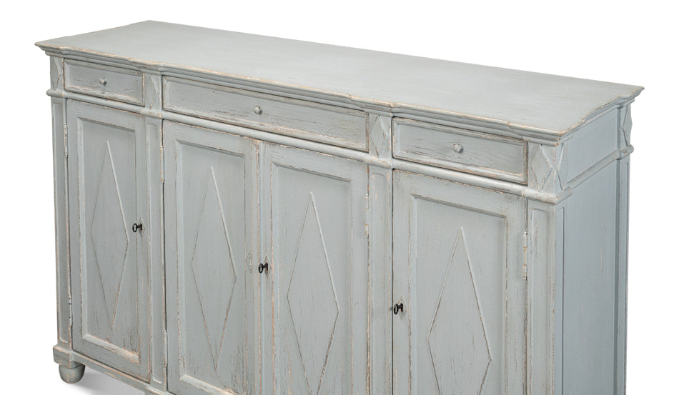 Diamond Wall Sideboard, Blue/Grey by Sarreid Ltd - view 4