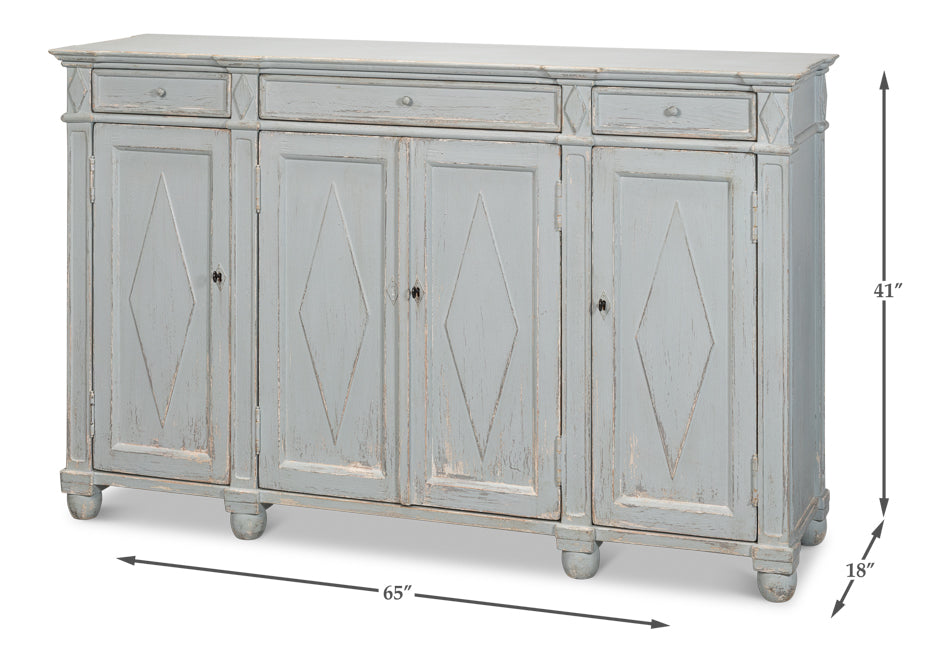 Diamond Wall Sideboard, Blue/Grey by Sarreid Ltd - view 7