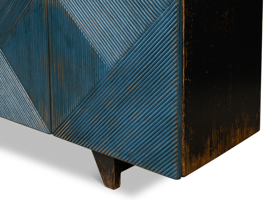 Low Wall Console For Tv, Blue by Sarreid Ltd - view 10