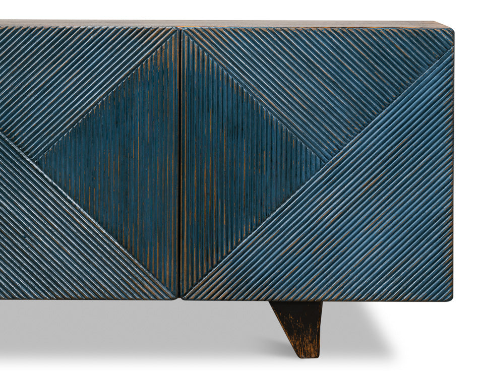 Low Wall Console For Tv, Blue by Sarreid Ltd - view 12