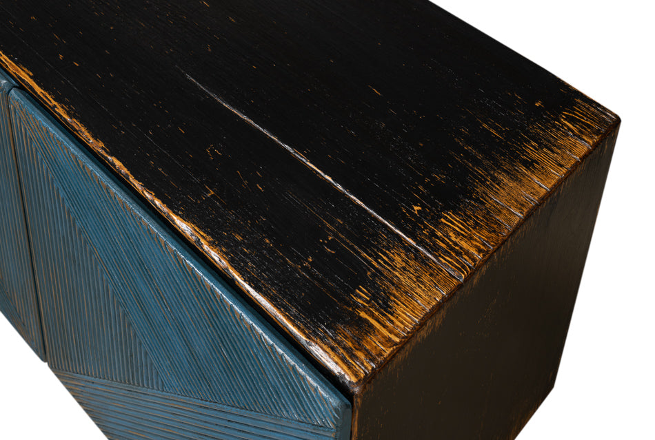 Low Wall Console For Tv, Blue by Sarreid Ltd - view 6