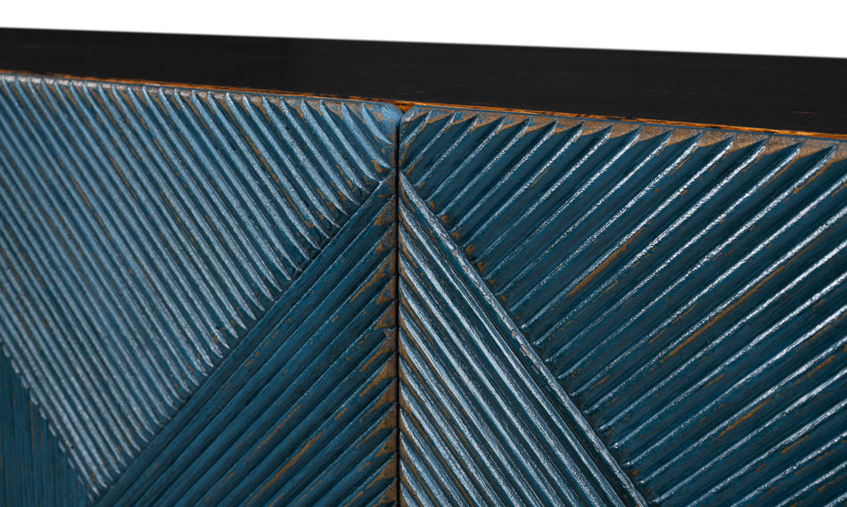 Low Wall Console For Tv, Blue by Sarreid Ltd - view 7
