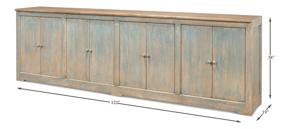 Eight Is Enough Sideboard, Antique Blue by Sarreid Ltd - view 6