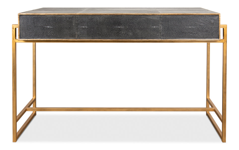 Grey Leather Shagreen Desk by Sarreid Ltd - view 8