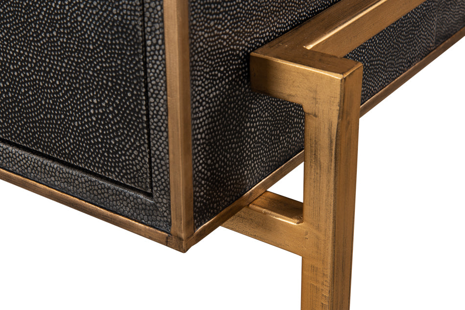 Grey Leather Shagreen Desk by Sarreid Ltd - view 12