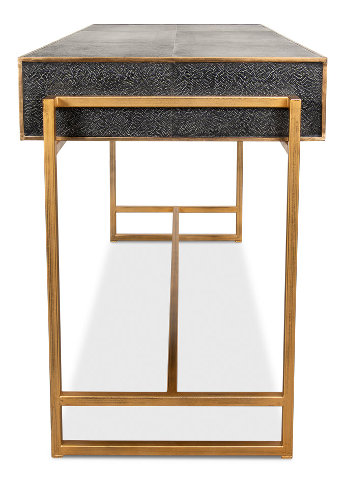 Grey Leather Shagreen Desk by Sarreid Ltd - view 7