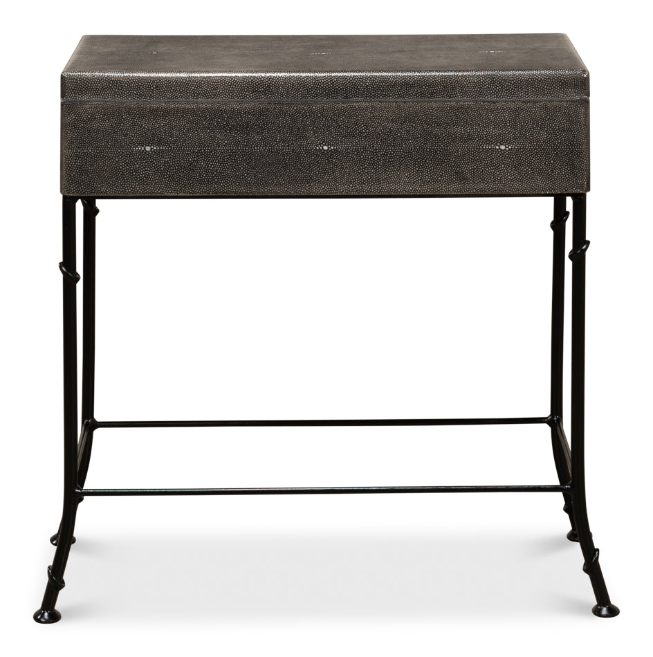 Grey Leather Shagreen Box On Stand by Sarreid Ltd - view 8