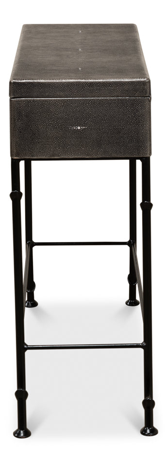 Grey Leather Shagreen Box On Stand by Sarreid Ltd - view 9