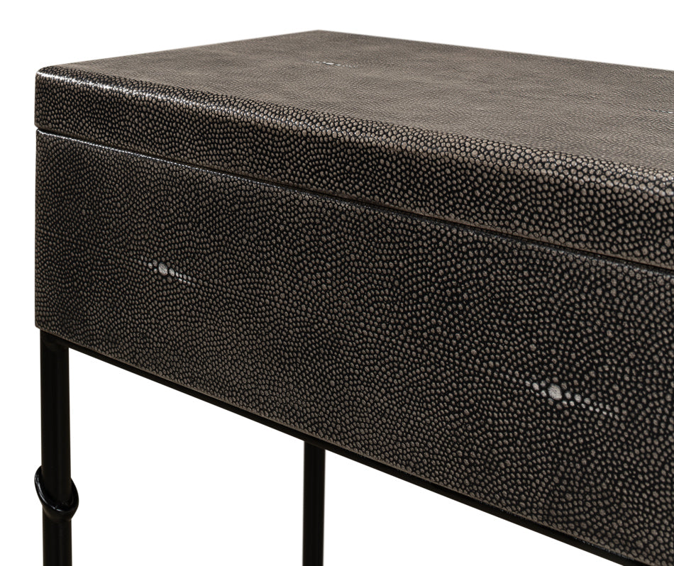 Grey Leather Shagreen Box On Stand by Sarreid Ltd - view 10