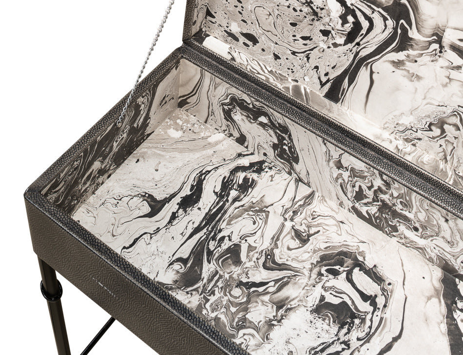 Grey Leather Shagreen Box On Stand by Sarreid Ltd - view 12