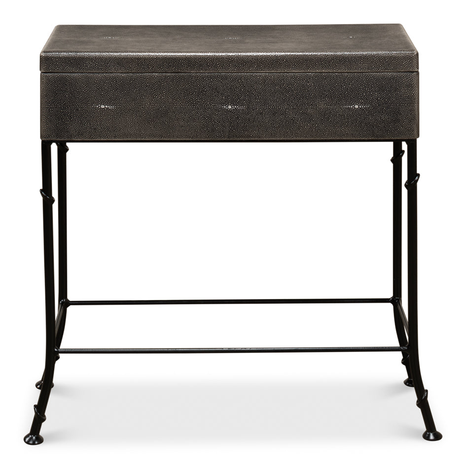 Grey Leather Shagreen Box On Stand by Sarreid Ltd - view 2