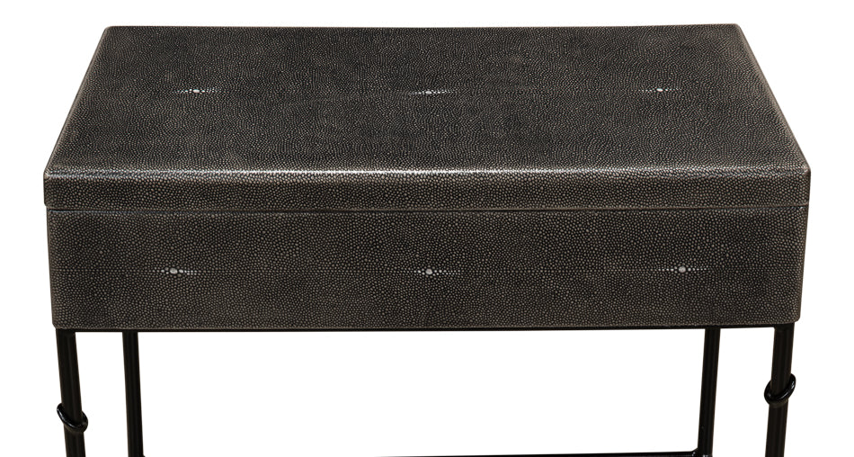Grey Leather Shagreen Box On Stand by Sarreid Ltd - view 4