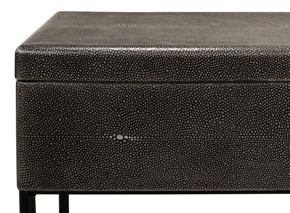 Grey Leather Shagreen Box On Stand by Sarreid Ltd - view 7