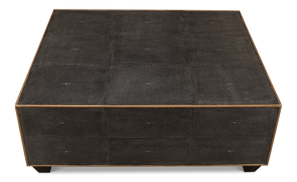 Grey Leather Shagreen Cocktail Table by Sarreid Ltd - view 8