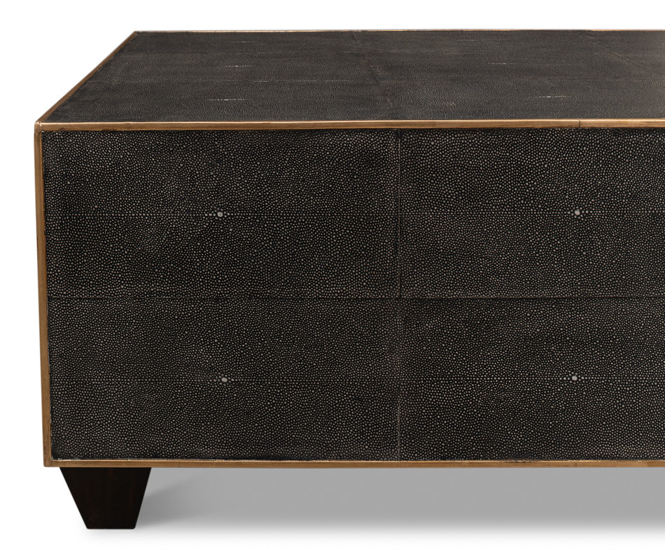 Grey Leather Shagreen Cocktail Table by Sarreid Ltd - view 9