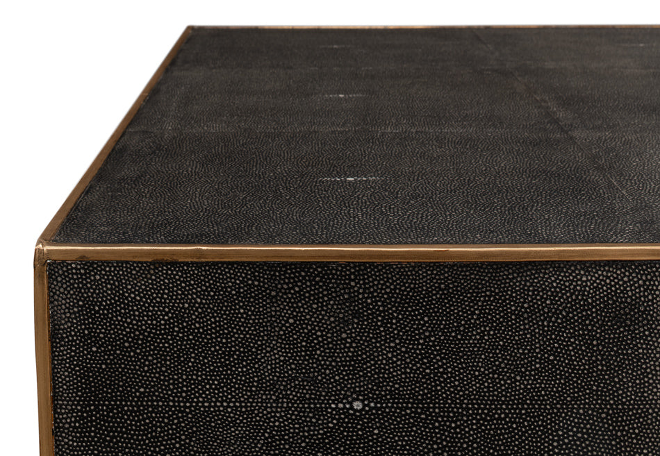 Grey Leather Shagreen Cocktail Table by Sarreid Ltd - view 10