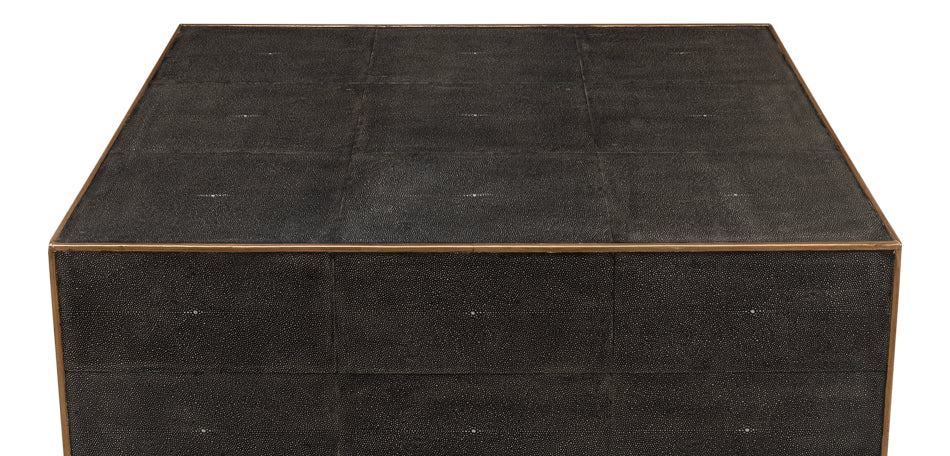 Grey Leather Shagreen Cocktail Table by Sarreid Ltd - view 4
