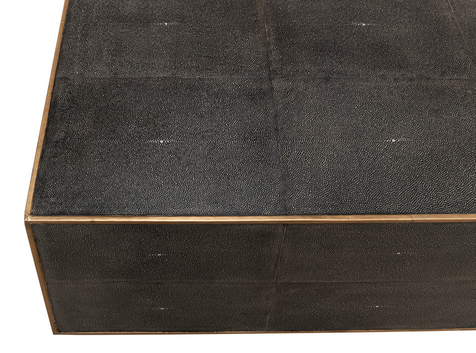 Grey Leather Shagreen Cocktail Table by Sarreid Ltd - view 5