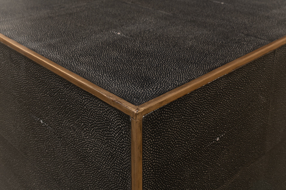 Grey Leather Shagreen Cocktail Table by Sarreid Ltd - view 6