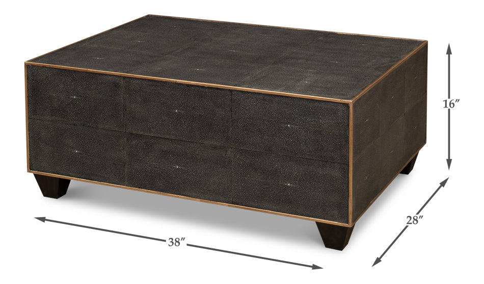 Grey Leather Shagreen Cocktail Table by Sarreid Ltd - view 7