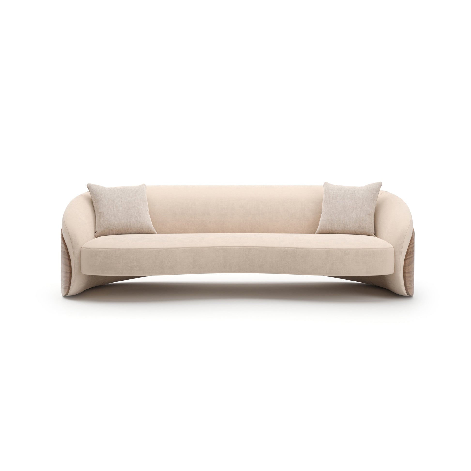 Fleur Wood Back Sofa Porcini 102" by Caracole