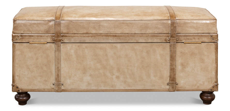 Leather Trunk/Bench, Pearl Leather by Sarreid Ltd - view 7