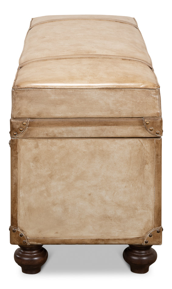 Leather Trunk/Bench, Pearl Leather by Sarreid Ltd - view 8